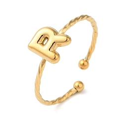 Letter R 304 открытые манжеты из нержавеющей стали, украшения для женщин, реальный 18 k позолоченный, Буква R, внутренний диаметр: 19 мм, Письмо: 8x7 мм