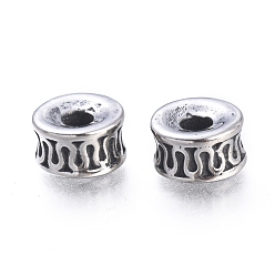 Античное Серебро 304 из нержавеющей стали бусы, колонка, античное серебро, 7.5x4.5 мм, отверстие : 2.5 мм