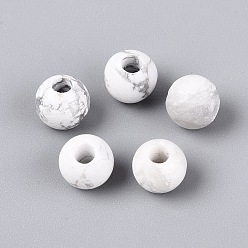 Howlite Natural Howlite Beads, Smooth Round, 8~8.5x7~8mm, Hole: 3mm