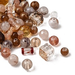 Седло Коричневый Прозрачные стеклянные бусины, разнообразные, седло коричневый, 5.5~16x6~11.5x6.5~10.5 мм, отверстие : 1.2~1.6 мм, Около 1470 шт / 1000 г