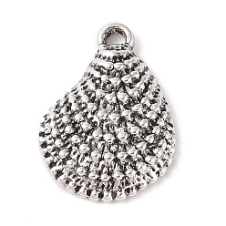 Antique Silver Tibetan Style Alloy Pendants, Cadmium Free & Lead Free, Shell Shape, Antique Silver, 20x15x3.3mm, Hole: 1.4mm, about 854pcs/1000g