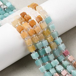 Смешанные камни Нити бусин из натурального окрашенного белого нефрита, кварца, хаулитов, желтого авантюрина и родонита, кубические, с бисером, 4~6x4~6x4~6 мм, отверстие : 0.9~1 мм, около 59 шт / нитка, 14.92~15'' (37.9~38.1 см)