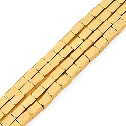 с Золотистым Покрытием Гальванические нити из синтетических немагнитных гематитовых бусин, кубоид, с золотым покрытием, 5x3x3 мм, отверстие : 1 мм, около 79 шт / нитка, 15.91 дюйм (40.4 см)