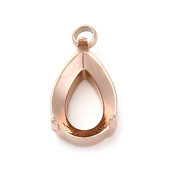 Розовое Золото 304 настройки гвоздя из нержавеющей стали, слеза, розовое золото , пригодный для стразов 9x6 мм, 12x6x4.5 мм, отверстие : 1.5 мм