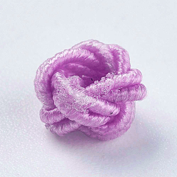 Flamingo Polyester Weave Beads, Round, Flamingo, 6.5x4.5mm, Hole: 4mm