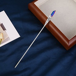 Королевский синий Гальванизированные палочки для волос из натурального кварцевого кристалла, аксессуары для волос для женщин и девочек, королевский синий, 180x10 мм