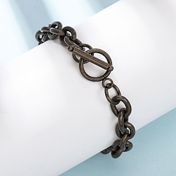 Античная Бронза 304 Браслеты из нержавеющей стали с цепочками для женщин и мужчин, с застежка Переключить, античная бронза, 8.43 дюйм (21.4 см)