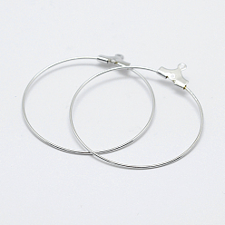 Real Platinum Plated Brass Pendants, Long-Lasting Plated, Nickel Free, Open Circle/Ring, Real Platinum Plated, 20 Gauge, 39~42x36~38x0.8mm, Hole: 1mm