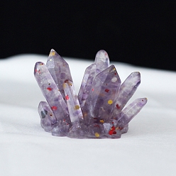 Аметист Смола друзы дисплей украшение, с кусочками натурального аметиста внутри статуй для украшения домашнего офиса, 60x50 мм