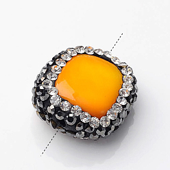 Оранжевый Самородки натуральные ракушки, с полимерной глиной горный хрусталь, оранжевые, 12~17x12~16x4~7 мм, отверстие : 0.5 мм