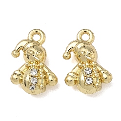 Снеговик Рождественские подвески из сплава с кристаллами и стразами, без свинца и без кадмия, золотые, снеговик, 13x9x5 мм, отверстие : 1.3 мм