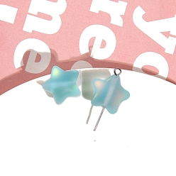 Бирюза Бусины из матовой смолы, для материалов для изготовления аксессуаров своими руками, два тона, звезда, бирюзовые, 16x13 мм