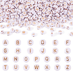 Светло-Золотое Покрытие Покрытие акриловыми шариками, металла обвитые, плоские круглые с письмом ~ г, свет позолоченные, 7x4 мм, отверстие : 1.8 мм