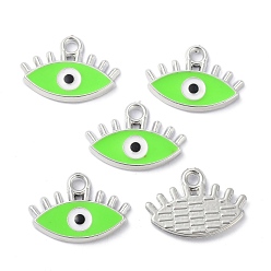Lime CCB Plastic Enamel Pendants, Evil Eye, Lime, 14.5x21x2.5mm, Hole: 2.2mm
