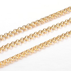 Golden Ion Plating(IP) 304 Stainless Steel Rolo Chains, Belcher Chain, Unwelded, for Jewelry Making, Golden, 2x2x1mm, about 32.8 Feet(10m)/card