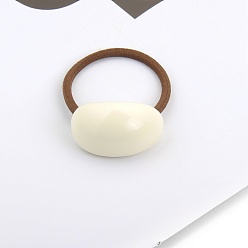 Blanc Élastiques à cheveux ovales en acrylique, support de queue de cheval pour femmes filles, blanc, 31x23x75mm