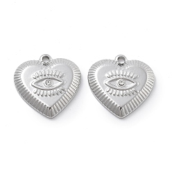Нержавеющая Сталь Цвет 304 подвески из нержавеющей стали, со стразами, сглаз, цвет нержавеющей стали, 16x16x3 мм, отверстие : 1.6 мм