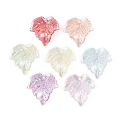 (52) Непрозрачная лаванда Прозрачные акриловые подвески, с покрытием AB цвета, лист, разноцветные, 24x23x4.5 мм, отверстие : 1.6 мм