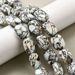 Лазурный Синтетических нитей бирюзовые бусы, окрашенные, Плоско-овальные, лазурный, 22~24x16~17.5x7.5~8.5 мм, отверстие : 1.2 мм, около 16 шт / нитка, 14.96~15.16'' (38~38.5 см)