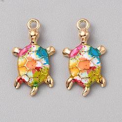 Разноцветный Подвески из эмали и сплава, черепаха, красочный, 24x13.5x4 мм, отверстие : 1.8 мм