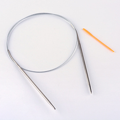 Нержавеющая Сталь Цвет Стальной проволоки из нержавеющей стали круговые спицы и случайный цвет пластик гобелен иглы, более имеющийся размер, цвет нержавеющей стали, 800x2.25 мм, 2 шт / мешок