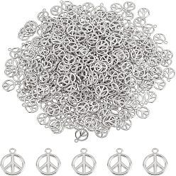 Платина 300шт. подвески из АБС-пластика с покрытием, знак мира, кольцо, платина, 19.5x16x3 мм, отверстие : 2 мм