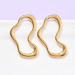 Oval 304 из нержавеющей стали серьги, реальный 18 k позолоченный, овальные, 40x25 мм