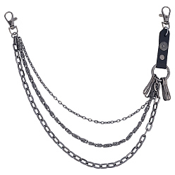 Черный Цвет Металла 1 сплав поликарбоната 3 многослойные цепные ремни для брюк, с поворотными застежками сплава, металлический черный , 463 мм