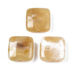 Цвет Древесины Акриловые бусины, Стиль имитация драгоценных камней, квадратный, деревесиные, 20x20x9 мм, отверстие : 1.6 мм, Около 150 шт / 500 г