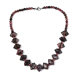 Rhodonite Natural Rhodonite Round & Cone Beaded Necklaces, with Stainless Steel Clasps, 18.50 inch(47cm)~19.49 inch(49.5cm)
