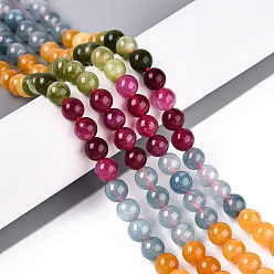 (52) Непрозрачная лаванда Бусины из натурального белого нефрита, окрашенные, круглые, красочный, 6~6.5 мм, отверстие : 1~1.2 мм, около 61~62 шт / нитка, 14.41''~14.65'' (36.6~37.2 см)