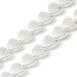 с Покрытием Серебра Гальванические нити из синтетических немагнитных гематитовых бусин, сердце, со серебряным покрытием, 8x8x3 мм, отверстие : 0.9 мм, около 49~51 шт / нитка, 15.75'' (40 см)