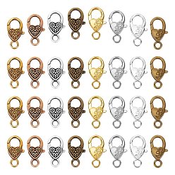 Mixed Color Alloy Lobster Claw Clasps, Mixed Color, 25.5~26.5x14~15x6~6.5mm, Hole: 4mm, 32pcs/box