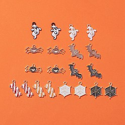 (52) Непрозрачная лаванда 20 шт 10 стиль подвески из сплава эмали, Хэллоуин, летучая мышь и паук и паутина и конфеты и призрак, разноцветные, 10.5~21x10~23x1.5~2.5 мм, отверстие : 1.8~2 мм, 2 шт / стиль