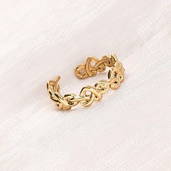 Настоящее золото 18K 304 открытые манжеты из нержавеющей стали для женщин, бесконечность с сердцем, ионное покрытие (ip), реальный 18 k позолоченный, 5.5 мм, размер США 7 1/4 (17.5 мм)