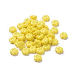 Jaune Perles acryliques opaques de fleurs, jaune, 10x5mm, trou: 1.5 mm, environ 1560 pcs / 500 g