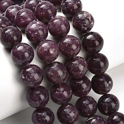Лепидолит Натуральный лепидолит / пурпурный слюдяный камень бисер пряди, круглые, класс А, 12 мм, отверстие : 1.2 мм, около 34 шт / нитка, 15.94'' (40.5 см)