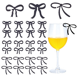 Черный 30шт 3 стили акриловые подвески для бокалов, маркер для напитков, бантом, чёрные, 36~58x53~59x2 мм, 10 шт / стиль