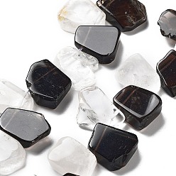 Смешанные камни Нити бусин из натурального дымчатого кварца и хрустального кварца, самородки, Топ пробуренной, 16~17x18~23.5x6~8 мм, отверстие : 0.7 мм, около 15 шт / нитка, 7.28~7.72'' (18.5~19.6 см)