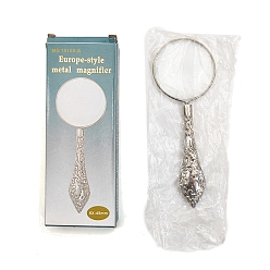 Platinum Metal Frame & Polystyrene Lens, Portable Handheld Reading Magnifiers, Platinum, 12.6x4.7cm