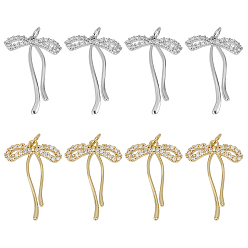 (52) Непрозрачная лаванда 8 шт 2 стили латунные подвески из микропаве с фианитом, бантом, с целью перехода в кольце, долговечный, без кадмия и без свинца, стойки покрытие, разноцветные, 28x19.5~20x3 мм, отверстие : 3~3.8 мм, 4 шт / стиль