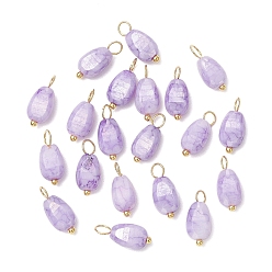 Сливовый 20 шт. непрозрачные стеклянные подвески с эффектом кракле, окрашенные методом выпечки, семена дыни, с медными петлями, золотые, граненые, слива, 13.5x6x4.5 мм, отверстие : 3 мм, 20 шт / комплект