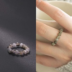 Лабрадорита Эластичные кольца из натурального лабрадорита, круглые, бусины : 4 мм, внутренний диаметр: регулируемый