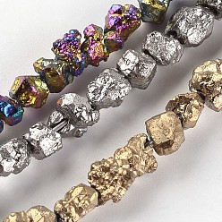 (52) Непрозрачная лаванда Гальванизированный натуральный камень кости дракона, самородки, разноцветные, 6~12x6~8x4~7 мм, отверстие : 0.8~1 мм, около 58~60 шт / нитка, 15.5 дюйм ~ 15.7 дюйм