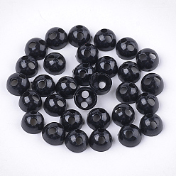 Black Opaque AS Plastic Buttons, End Caps, Hair Findings, DIY Hair Tie Accessories, Black, 9.5x6mm, Hole: 2.5mm, Inner Diameter: 7.5mm