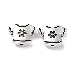Antique Silver Tibetan Style Alloy Bead, Short Sleeves with Flower, Antique Silver, 10.5x13.5x4.5mm, Hole: 1.2mm. 250pcs/500g