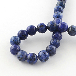 Royal Blue Dyed Natural Sesame Jasper Round Beads Strands, Royal Blue, 8mm, Hole: 1mm, about 48pcs/strand, 14.9 inch