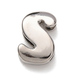 Letter S Латунные бусины, долговечный, стойки покрытие, без свинца и без кадмия, платина, Письмо с, 21x13x6.5 мм, отверстие : 18x4 мм