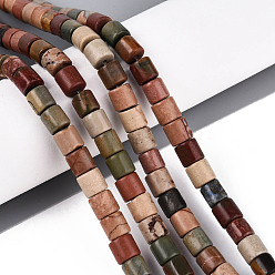 Пикассо Камень Натуральная полихромная яшма/камень Пикассо/нити бус из яшмы Пикассо, колонка, 6~6.5x6~6.5 мм, отверстие : 1.2 мм, около 61~62 шт / нитка, 15.16~15.39'' (38.5~39.1 см)