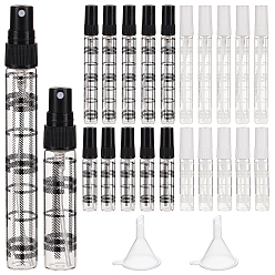 Mixed Color Empty Portable Glass Spray Bottles, Refillable Bottle, with Mini Transparent Plastic Funnel Hopper, Mixed Color, 22pcs/box